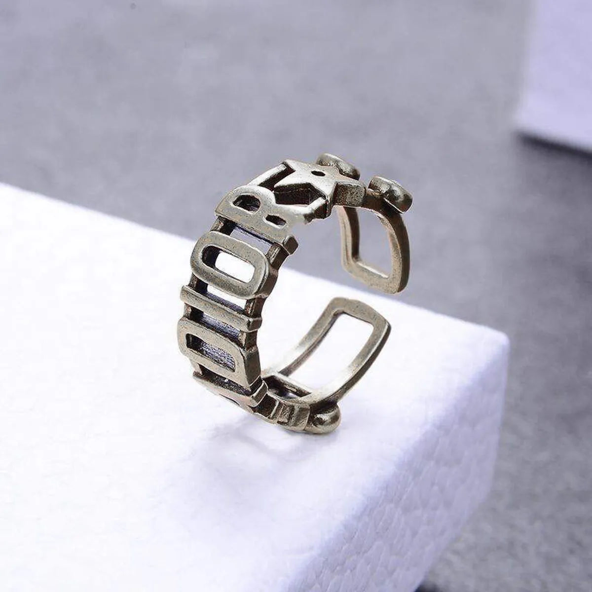 Copper Simple Style Asymmetrical Letter Open Rings