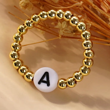 Copper Simple Style Classic Style Beaded Letter Rings