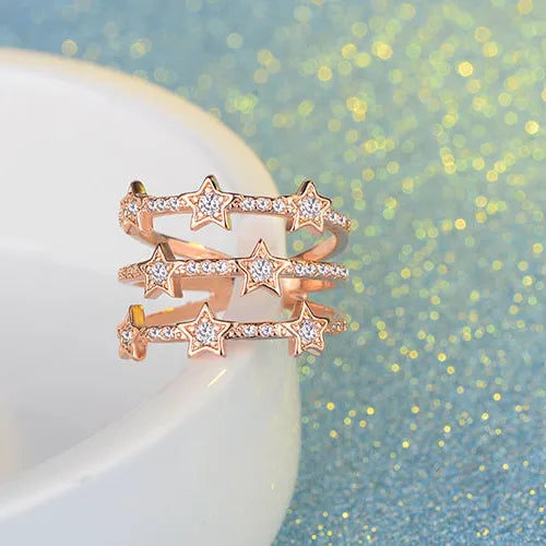 Copper Simple Style Classic Style Commute Inlay Star Zircon Open Rings