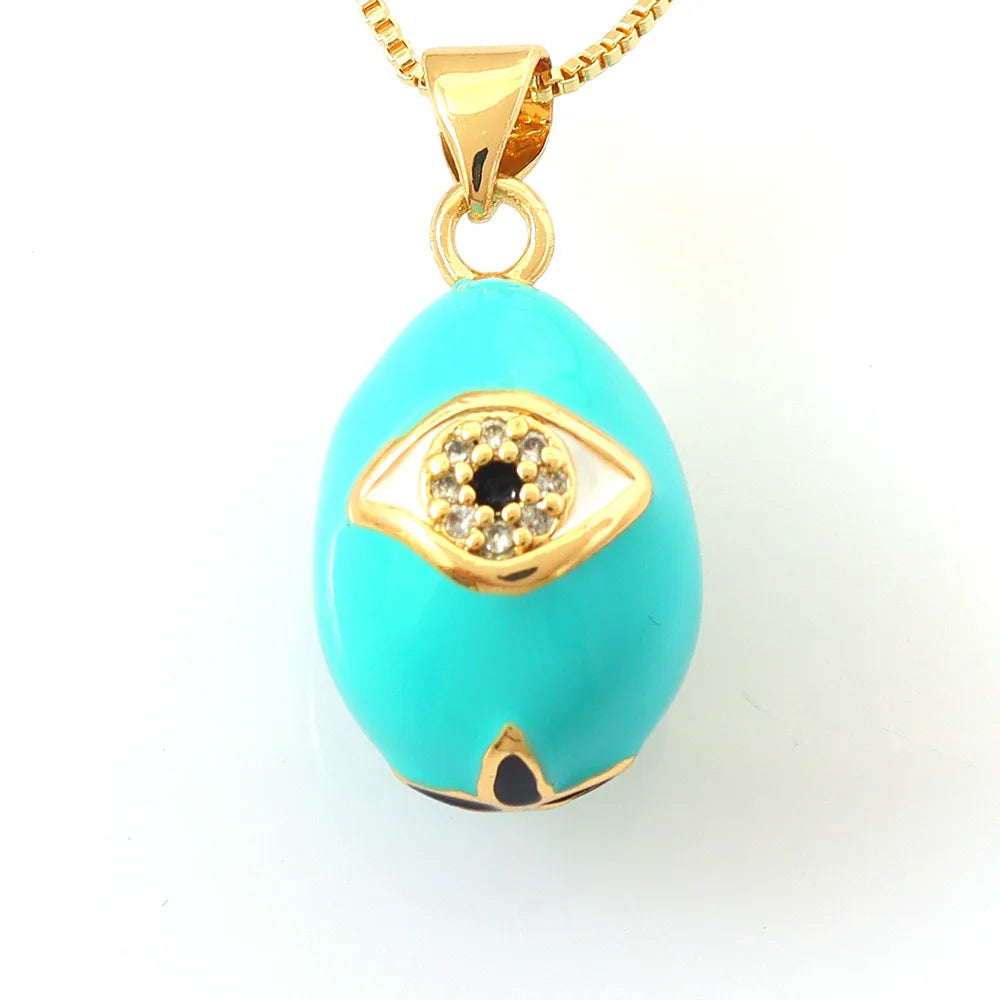 Copper Simple Style Classic Style Inlay Color Block Rhinestones Pendant Necklace