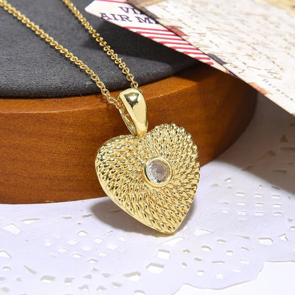 Copper Simple Style Classic Style Inlay Heart Shape Zircon Pendant Necklace