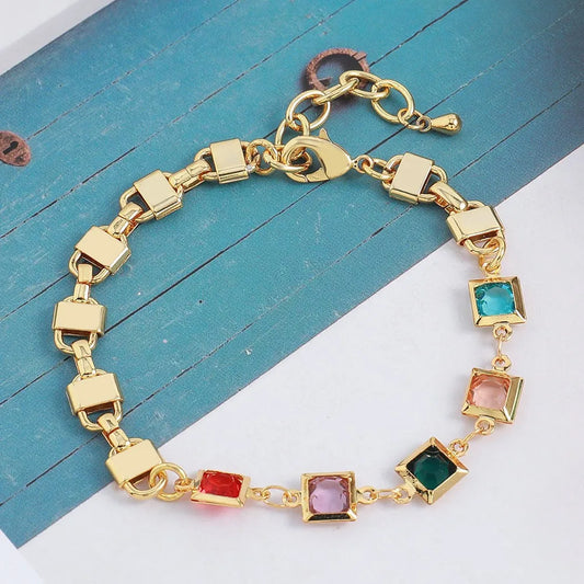 Copper Simple Style Classic Style Inlay Square Zircon Bracelets