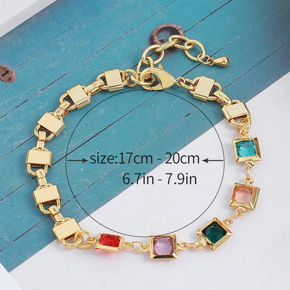 Copper Simple Style Classic Style Inlay Square Zircon Bracelets