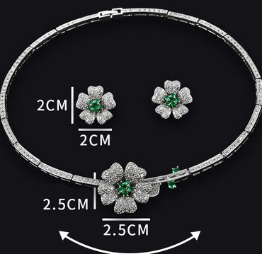 Copper Simple Style Flower Inlay Zircon Jewelry Set