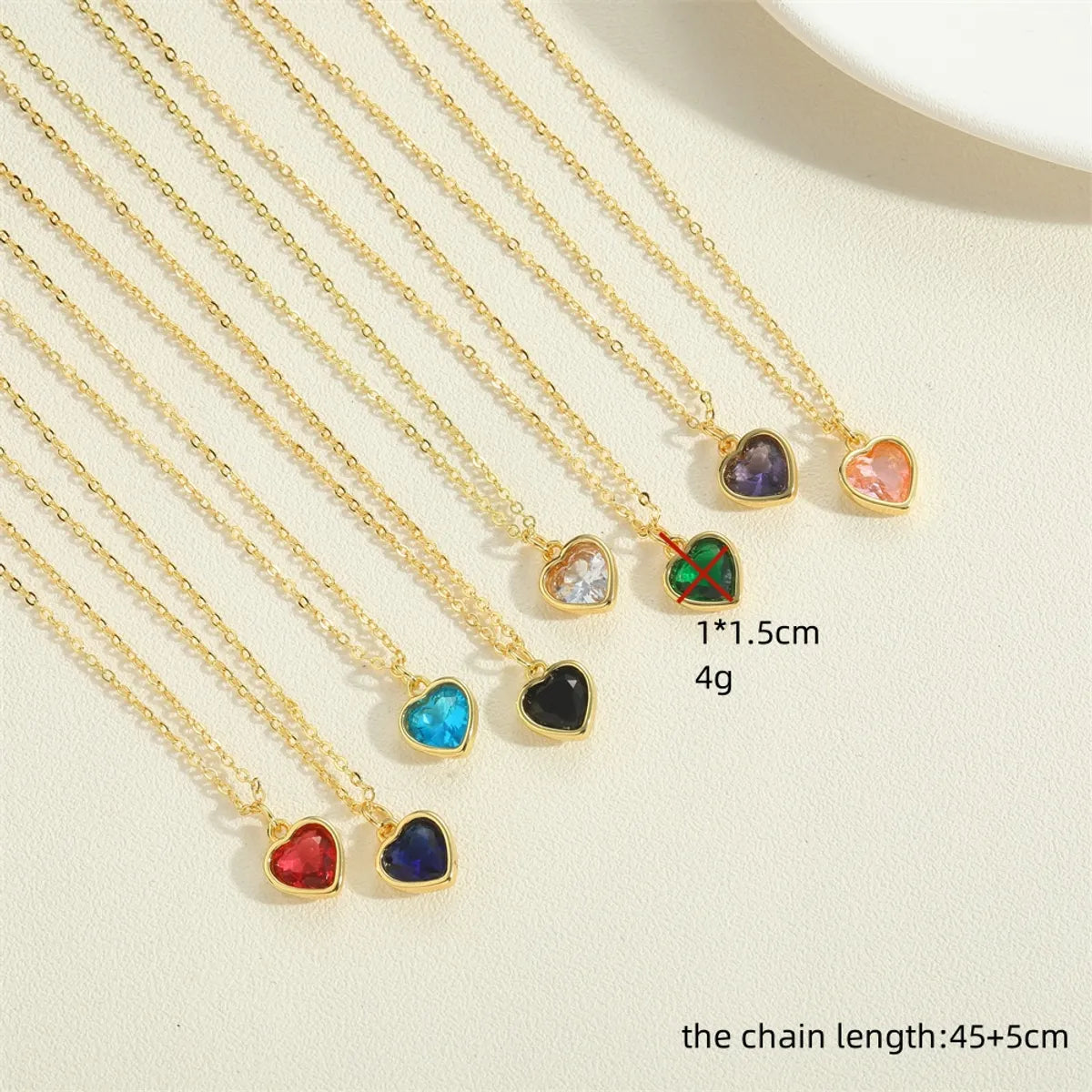 Copper Simple Style Heart Shape Plating Inlay Zircon Pendant Necklace