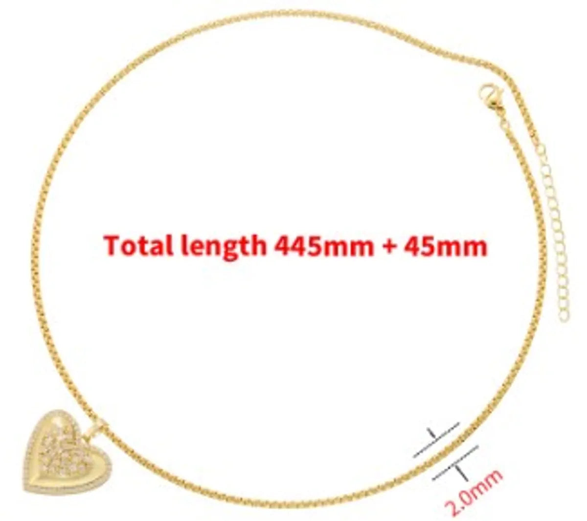 Copper Simple Style Heart Shape Plating Inlay Zircon Pendant Necklace