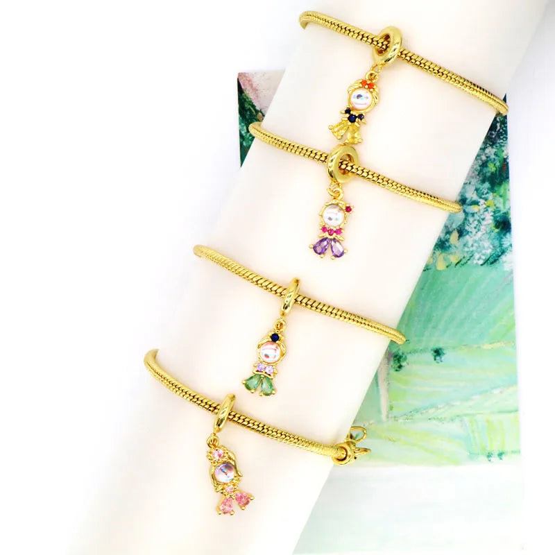 Copper Simple Style Inlay Cartoon Character Zircon Bracelets