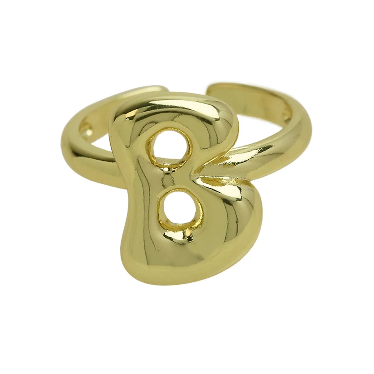 Copper Simple Style Irregular Plating Letter Open Rings