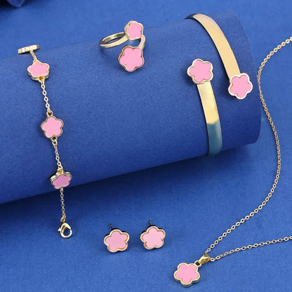 Copper Simple Style Plating Flower Jewelry Set