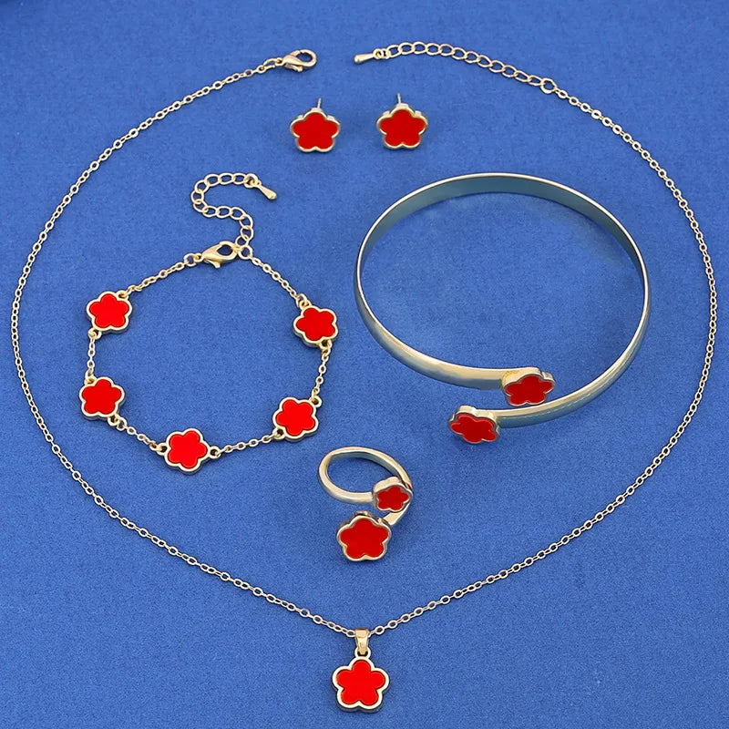 Copper Simple Style Plating Flower Jewelry Set