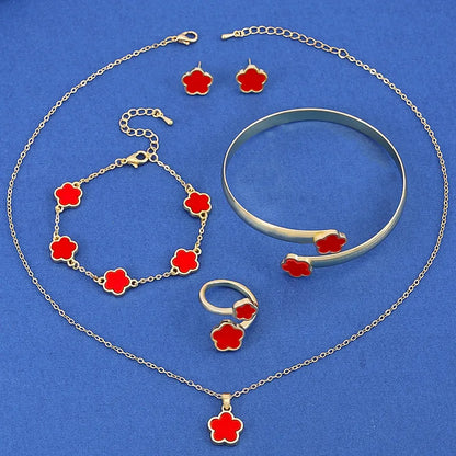 Copper Simple Style Plating Flower Jewelry Set