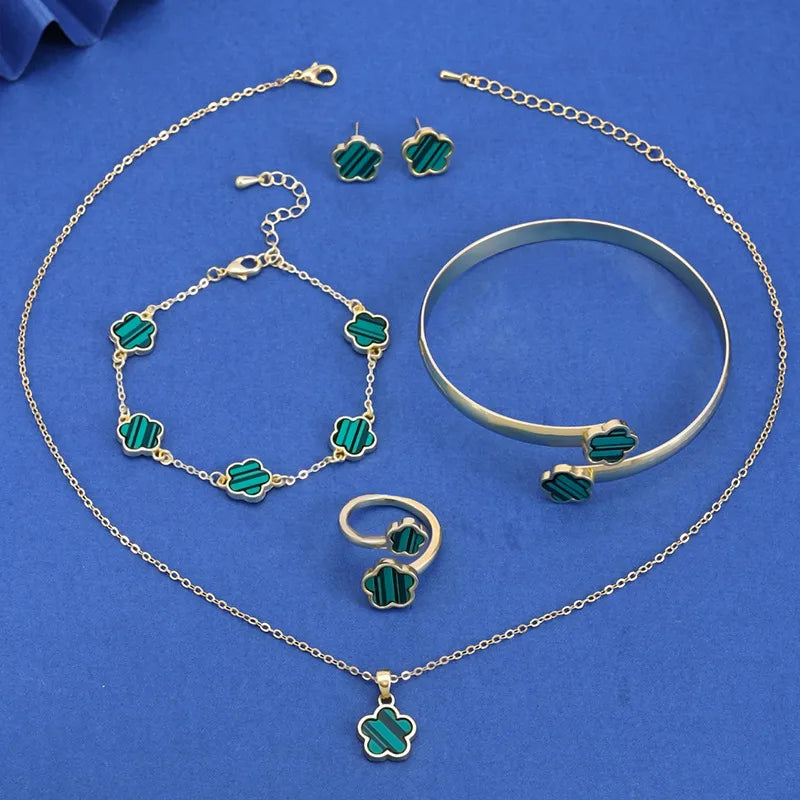 Copper Simple Style Plating Flower Jewelry Set