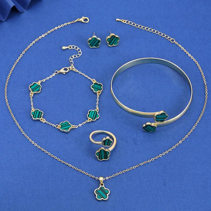 Copper Simple Style Plating Flower Jewelry Set