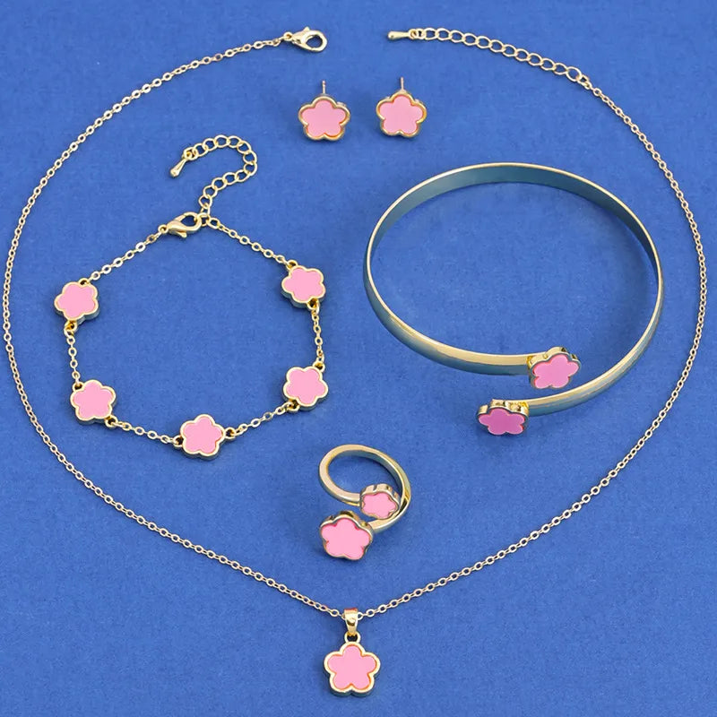 Copper Simple Style Plating Flower Jewelry Set