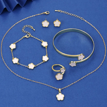 Copper Simple Style Plating Flower Jewelry Set