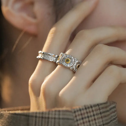 Copper Simple Style Plating Flower Open Rings