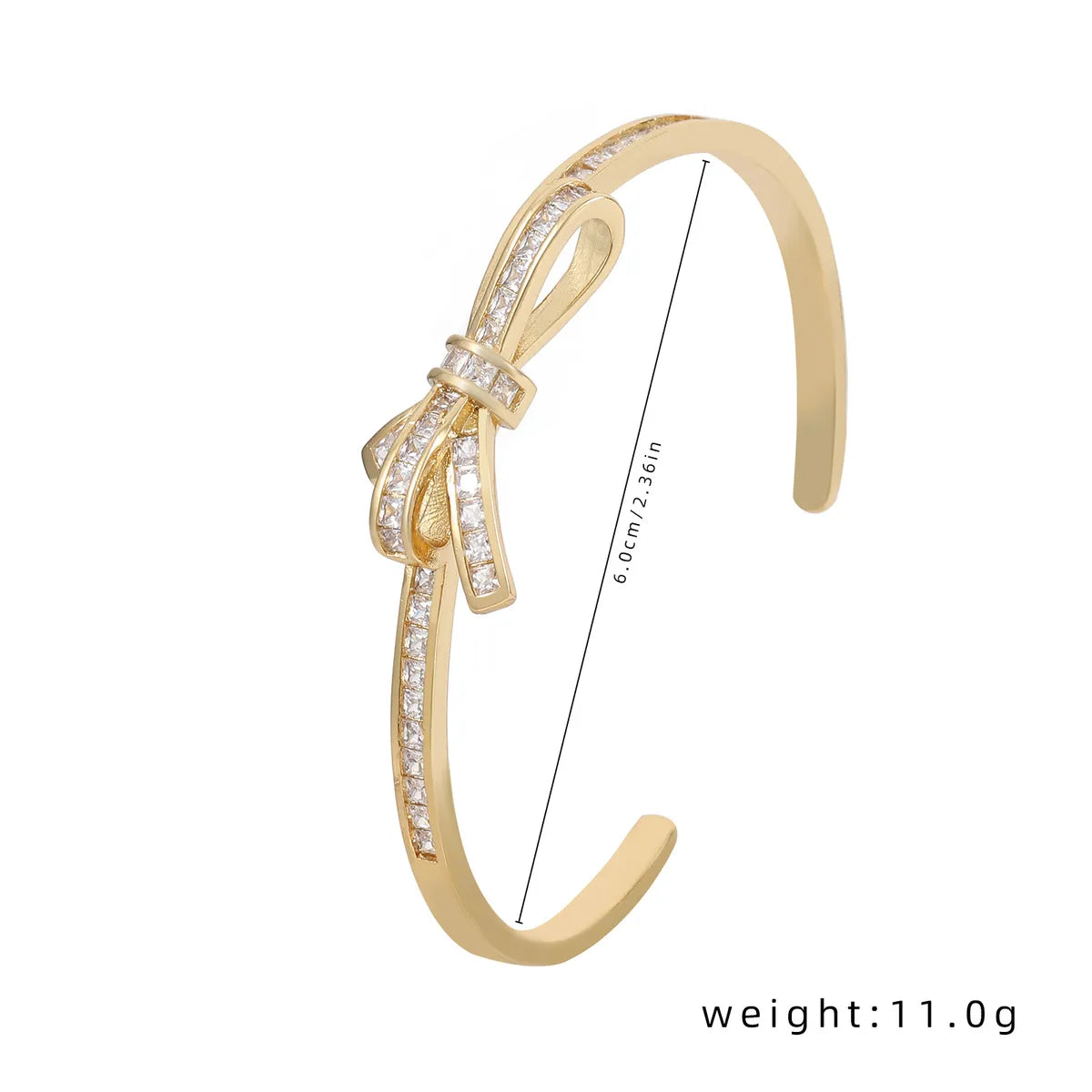 Copper Simple Style Plating Inlay Bow Knot Zircon Bangle