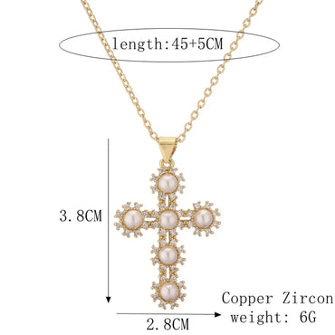 Copper Simple Style Plating Inlay Cross Zircon Pendant Necklace