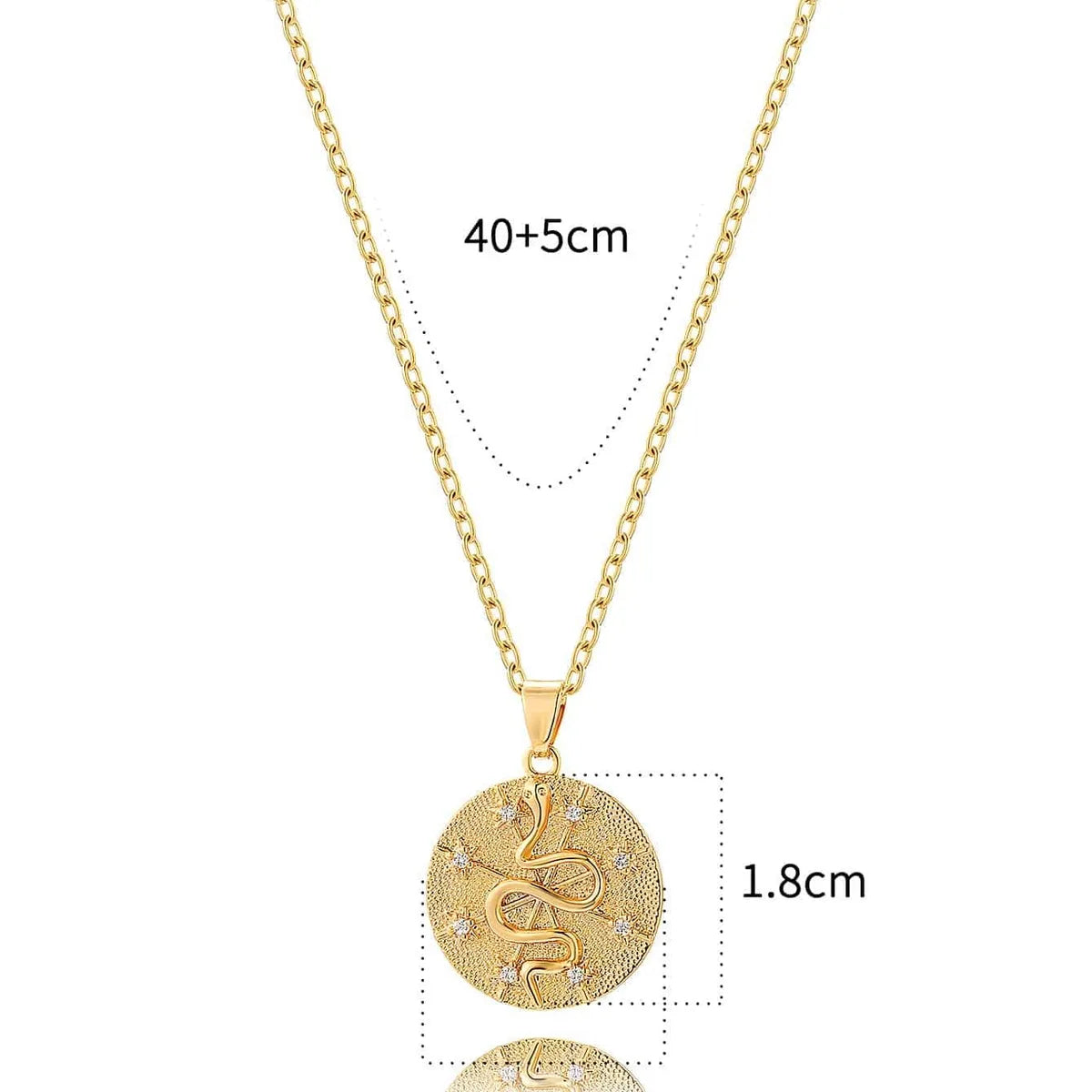 Copper Simple Style Round Square Snake Plating Pleated Inlay Zircon Pendant Necklace