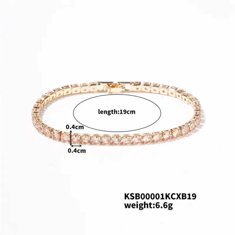 Copper Simple Style Shiny Inlay Geometric Zircon Bracelets Tennis Bracelet