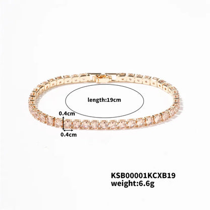 Copper Simple Style Shiny Inlay Geometric Zircon Bracelets Tennis Bracelet