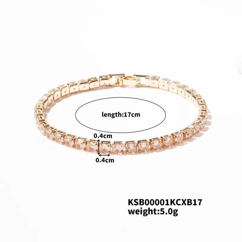 Copper Simple Style Shiny Inlay Geometric Zircon Bracelets Tennis Bracelet