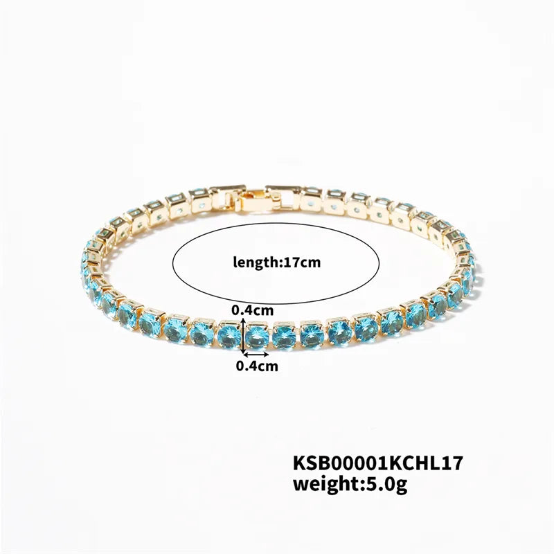 Copper Simple Style Shiny Inlay Geometric Zircon Bracelets Tennis Bracelet