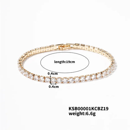 Copper Simple Style Shiny Inlay Geometric Zircon Bracelets Tennis Bracelet