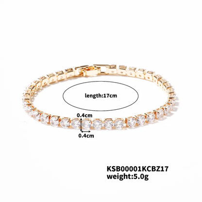 Copper Simple Style Shiny Inlay Geometric Zircon Bracelets Tennis Bracelet