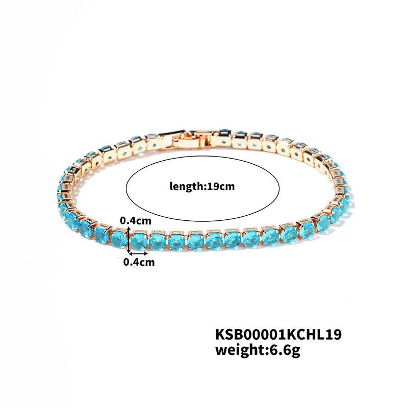 Copper Simple Style Shiny Inlay Geometric Zircon Bracelets Tennis Bracelet