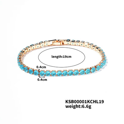 Copper Simple Style Shiny Inlay Geometric Zircon Bracelets Tennis Bracelet