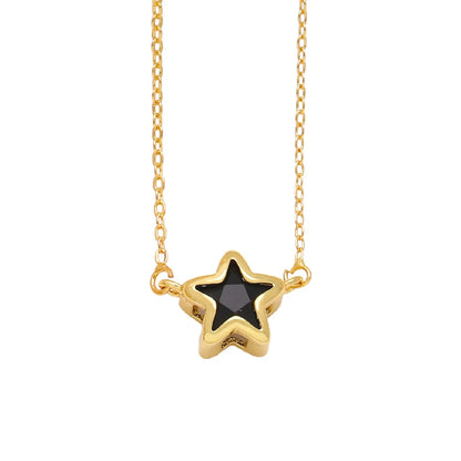 Copper Simple Style Star Plating Inlay Zircon Pendant Necklace