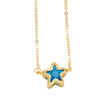 Copper Simple Style Star Plating Inlay Zircon Pendant Necklace