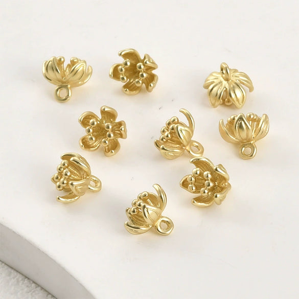 Copper Small Flower Spacer Bead Pendant Electroplated Diy Handmade Beaded Jewelry Accessories