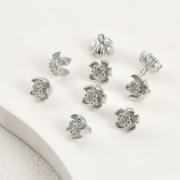 Copper Small Flower Spacer Bead Pendant Electroplated Diy Handmade Beaded Jewelry Accessories