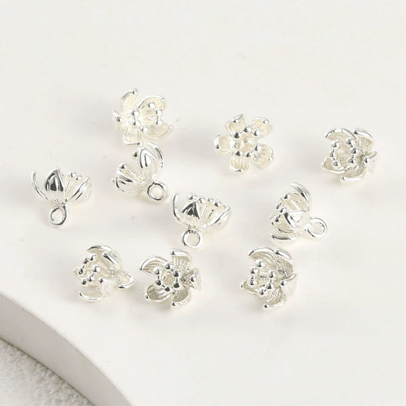 Copper Small Flower Spacer Bead Pendant Electroplated Diy Handmade Beaded Jewelry Accessories