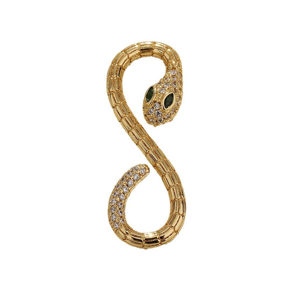 Copper Snake Pendant Necklace With Goldplated Color And Inlaid Zircon Animal Design Diy Accessories