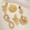 Copper Snake Pendant Necklace With Goldplated Color And Inlaid Zircon Animal Design Diy Accessories