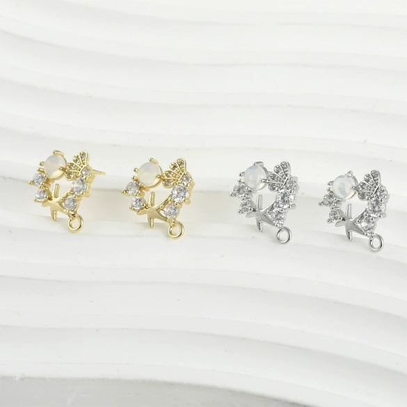 Copper Starfish Shell Electroplated Zircon Earrings Set Accessories