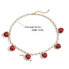 Copper String Of Pearls Love Fruit Geometric Heart Shape Pendant Women's Fashion Necklace
