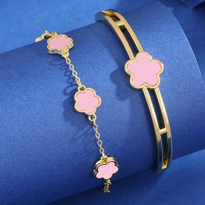 Copper Sweet Flower Bracelets Bangle