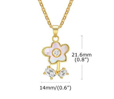 Copper Sweet Flower Plating Pendant Necklace