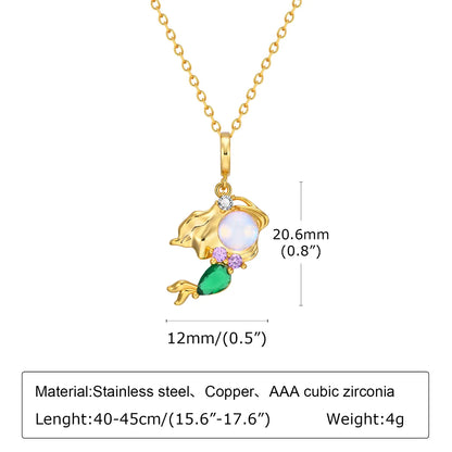 Sweet Mermaid Copper Alloy Plating Inlay Zircon Women'S Pendant Necklace