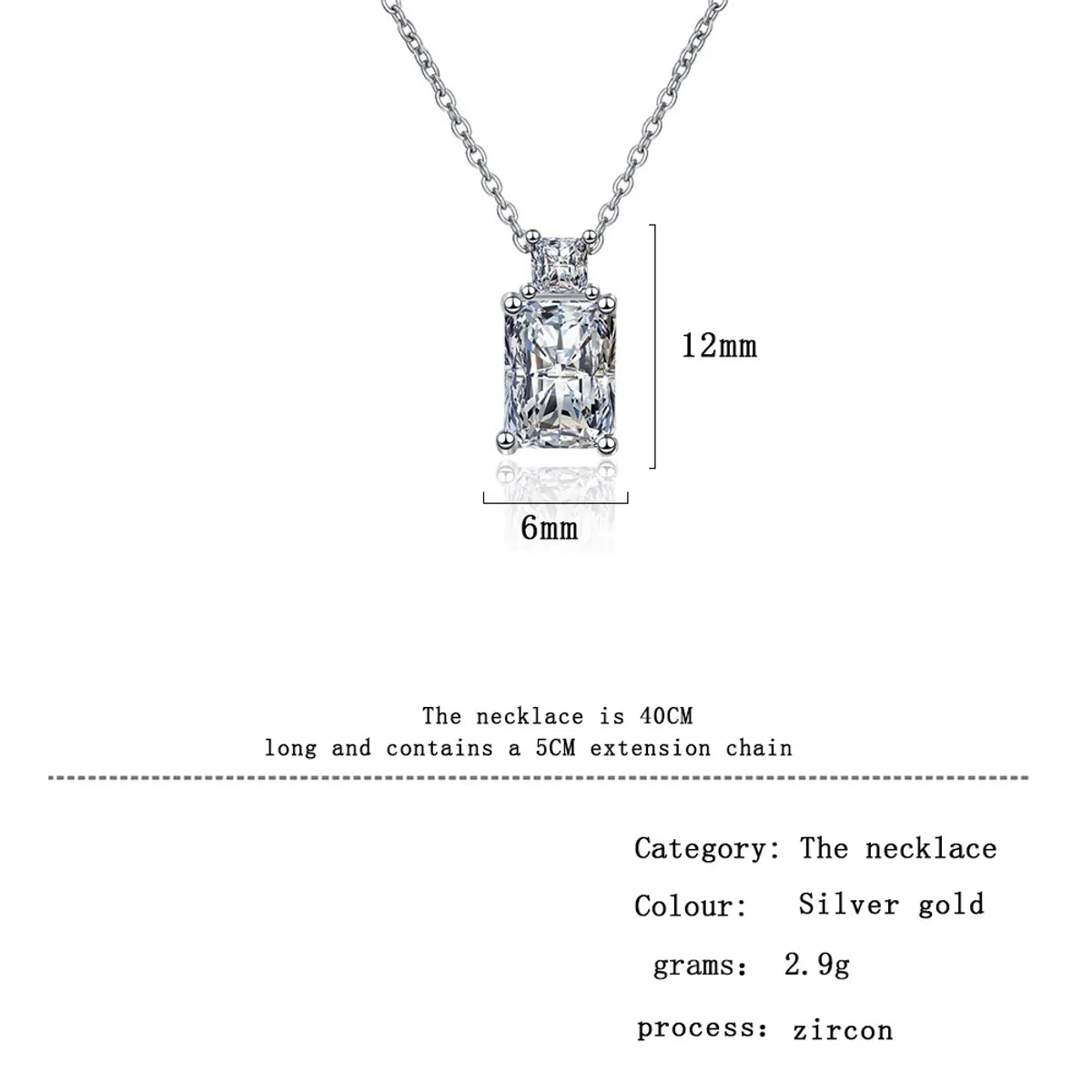 Copper Sweet Simple Style Shiny Hollow Out Inlay Square Zircon Pendant Necklace