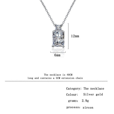 Copper Sweet Simple Style Shiny Hollow Out Inlay Square Zircon Pendant Necklace