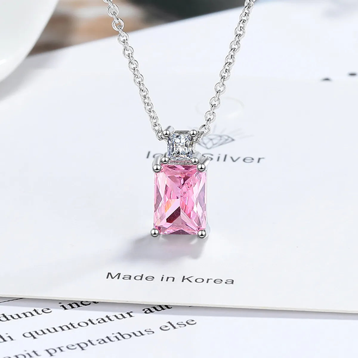 Copper Sweet Simple Style Shiny Hollow Out Inlay Square Zircon Pendant Necklace