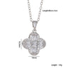 Copper Titanium Steel Women's Necklace With Mixed Gemstone Inlay Four Leaf Clover Pendant Electroplated Geometric Style