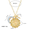 Copper Twelve Constellation Rune New Moon Opal Pendant Necklace With Paper Clip Chain Electroplated For Women