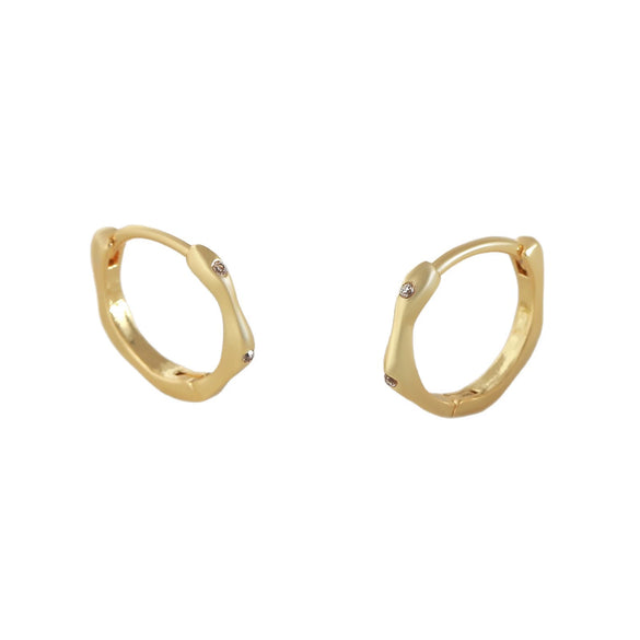 Copper Twisted Hoop Earrings Geometric Rhombus Style Electroplated Unisex