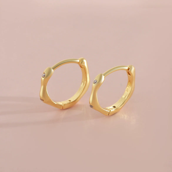 Copper Twisted Hoop Earrings Geometric Rhombus Style Electroplated Unisex